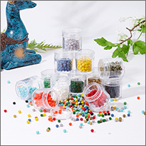 Sm. Priority Box Completely FULL of Little Baggies of Seed & Bugle Beads  asst Colorsno Choice..pounds of Beads 